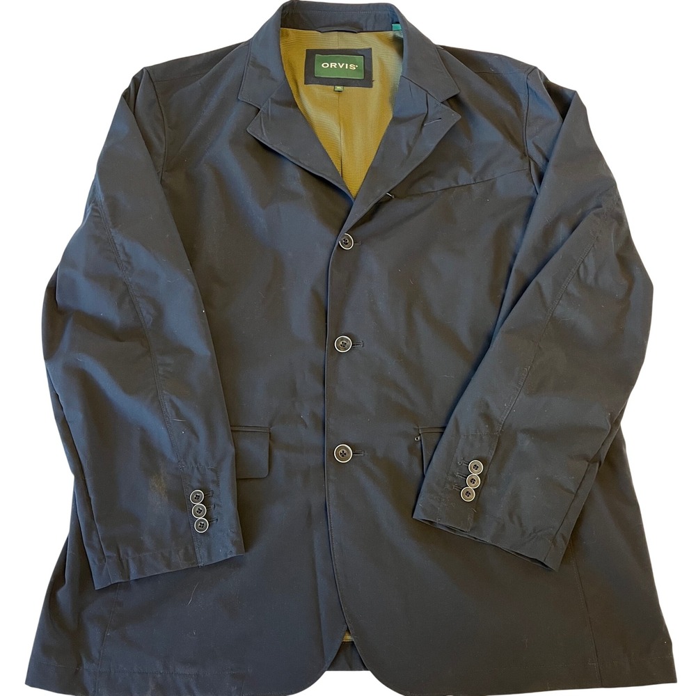 ORVIS Mens XL Black Nylon Polyester Blend Blazer Jacket Zip‎ Pockets Outerwear